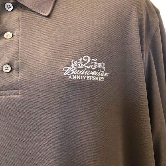 Vintage Cutter & Buck Silk Gray Men's Polo Shirt Budweiser 125 Years Anniversary - Picture 9 of 12